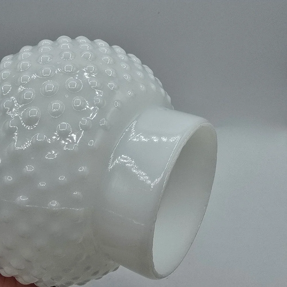 Vintage Scalloped Milk Glass Hobnail Hurricane Lamp Chimney Shade For 3